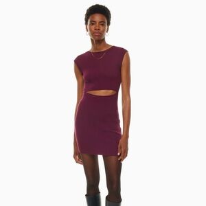 Aritzia Wilfred Cutout Knit Mini Dress Burgundy